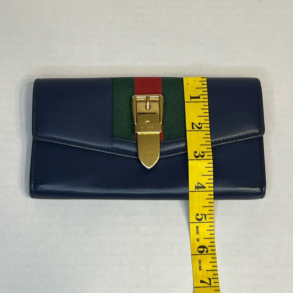 Gucci Sylvie‎ Continental Wallet in blue calfskin leather. - Picture 14 of 14
